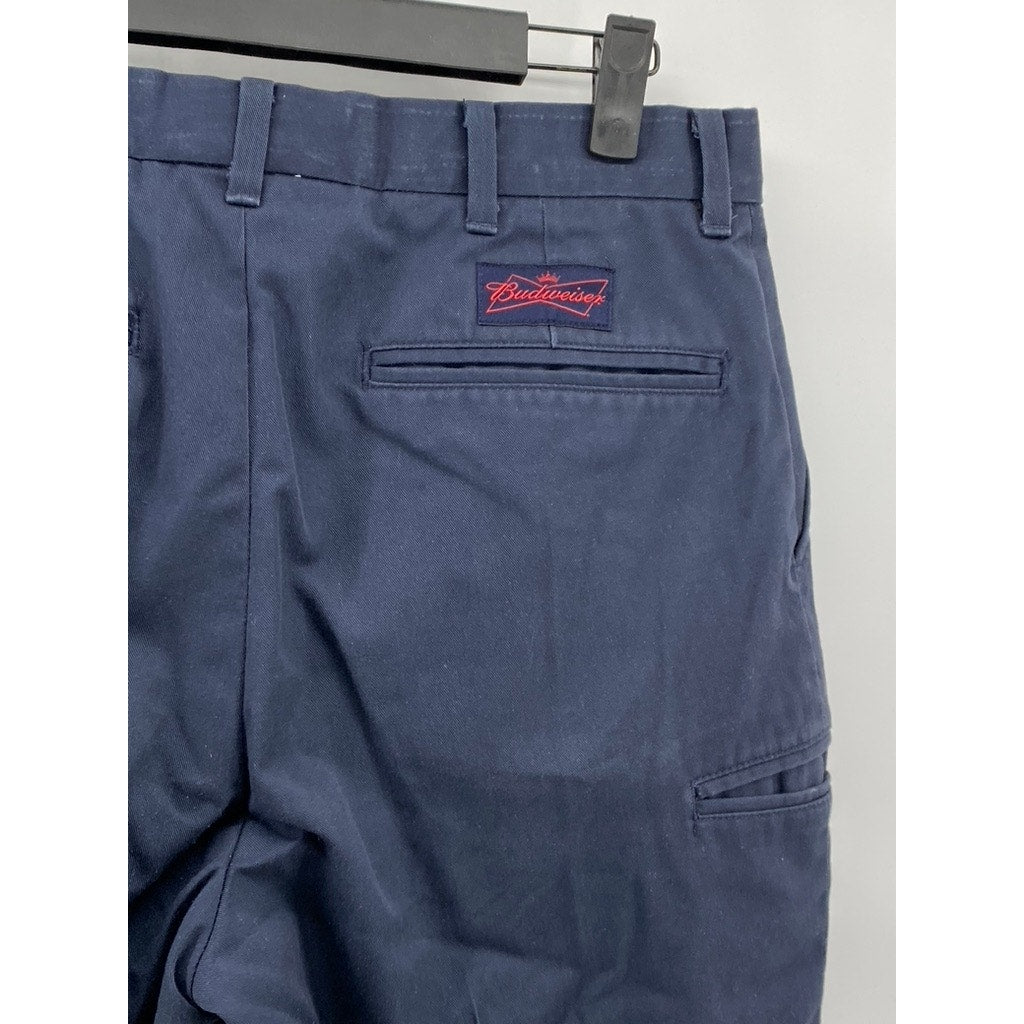 RIVERSIDE Men's Navy Blue Solid Budweiser Straight-Leg Work Chino Pant SZ 32