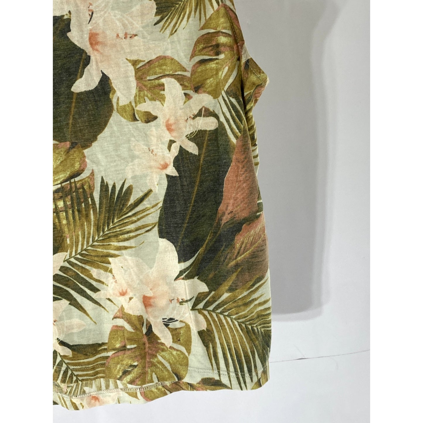 OLD NAVY ACTIVE Women’s Beige-Green Tropical Floral Go-Dry Crewneck Tank Top SZM