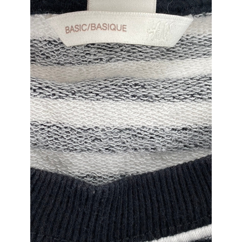H&M BASIC Women’s Black-White Striped Crewneck Long Sleeve Sweatshirt SZ XL