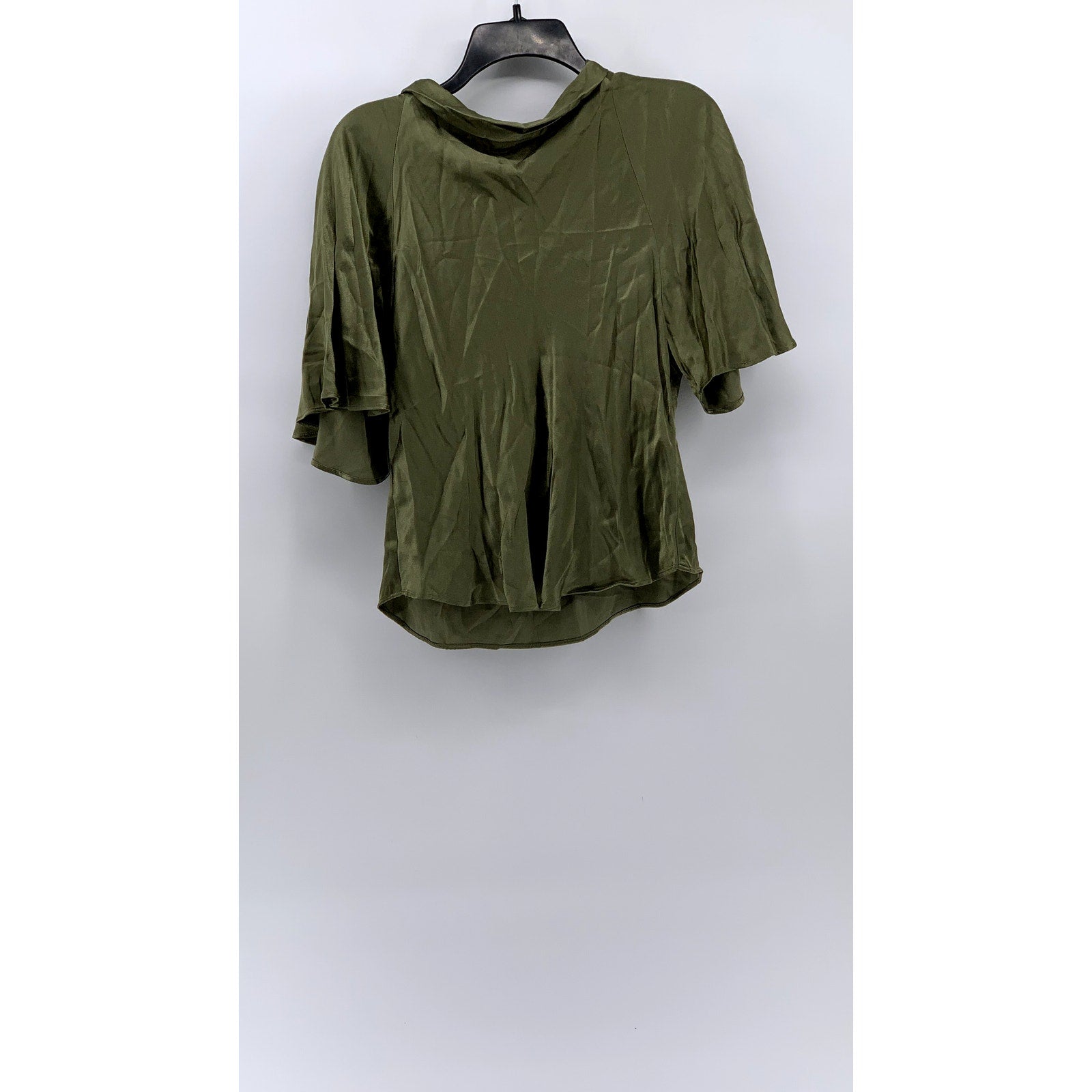ZARA Women's Dark Green Tie-Back Flutter Sleeve Top SZ M