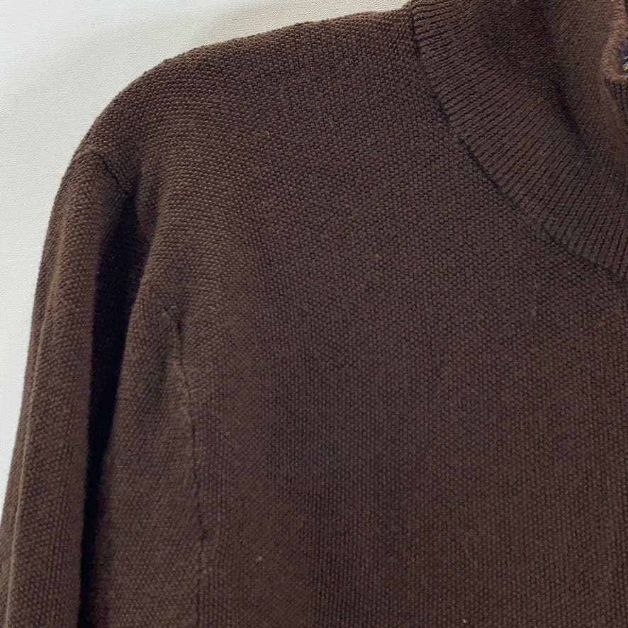 BROOKS BROTHERS Men's Brown Brookstech Merino Wool Half-Zip Pullover Sweater SZM