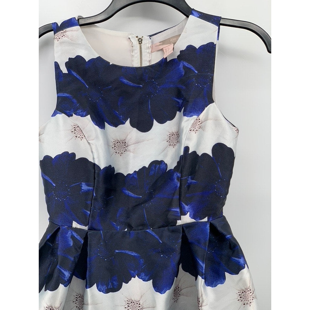 FOREVEVER 21 CONTEMPORARY Women's Blue-White Printed Fit & Flare Mini Dress SZ S