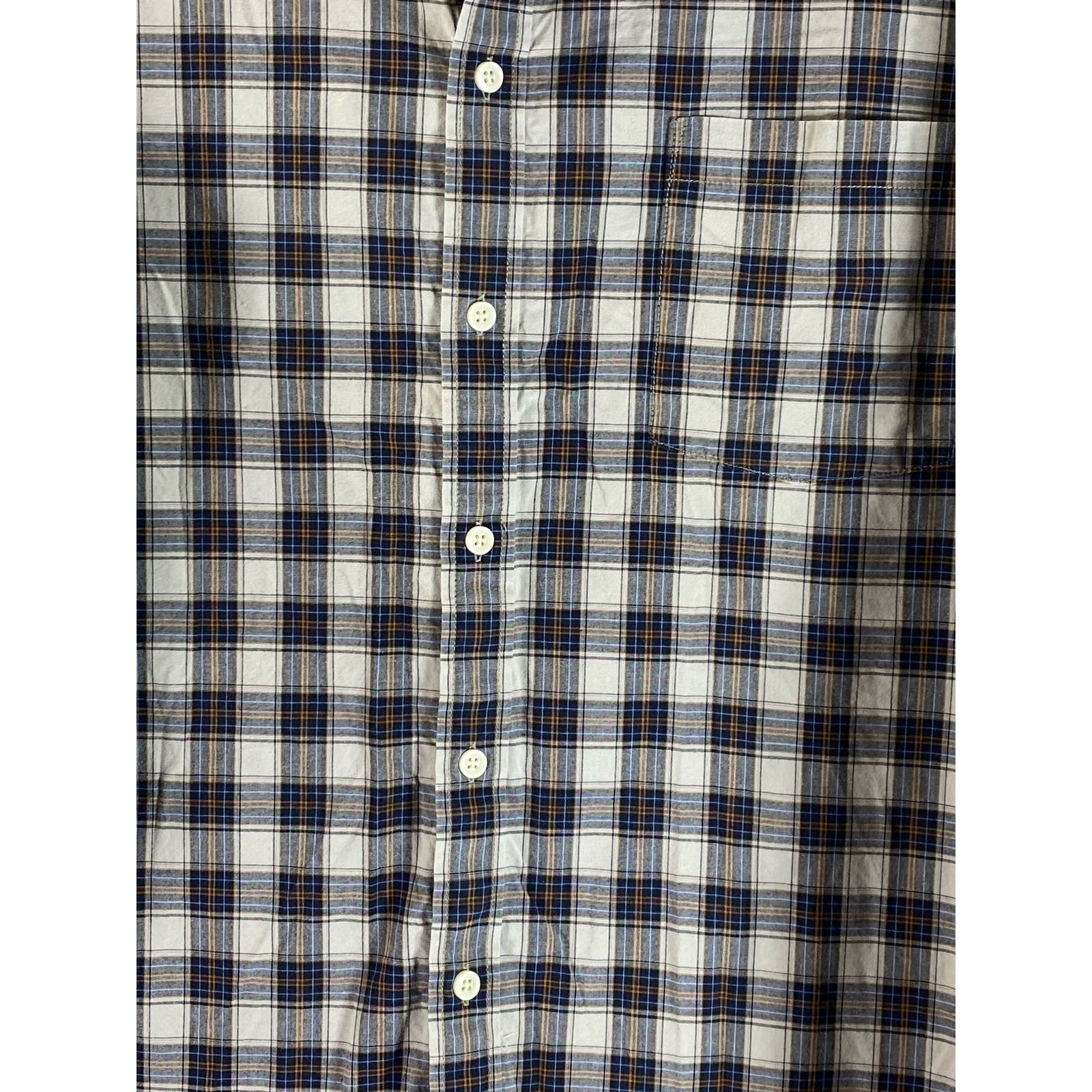 GOODFELLOW & CO Men's Cream/Blue Plaid Slim-Fit Button-Up Long Sleeve Shirt SZXL