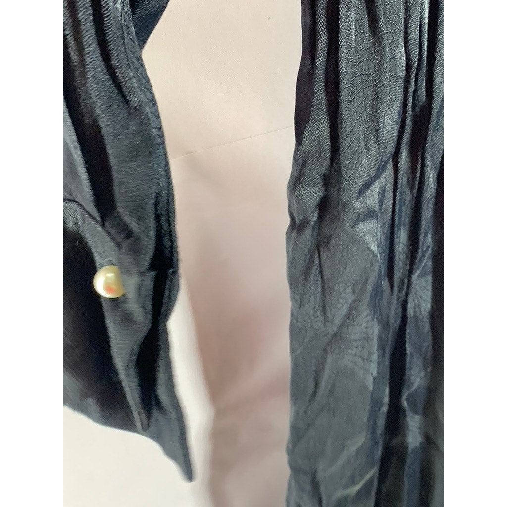 ZARA BASIC Collection Women's Black Surplice Long Sleeve Midi Dress SZ S