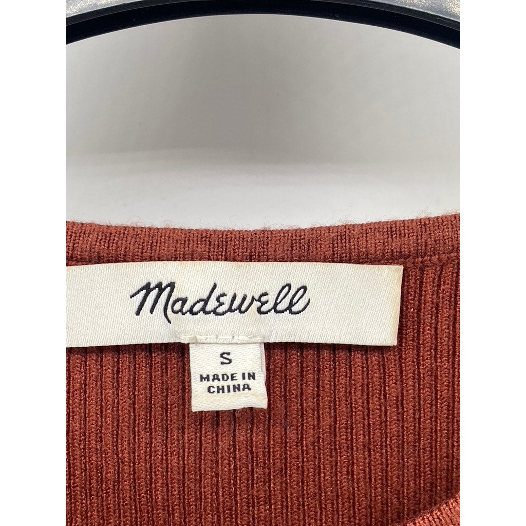MADEWEEL Women's Brown Crewneck Rib The Signature Knit Cutaway Sweater Tank SZ S