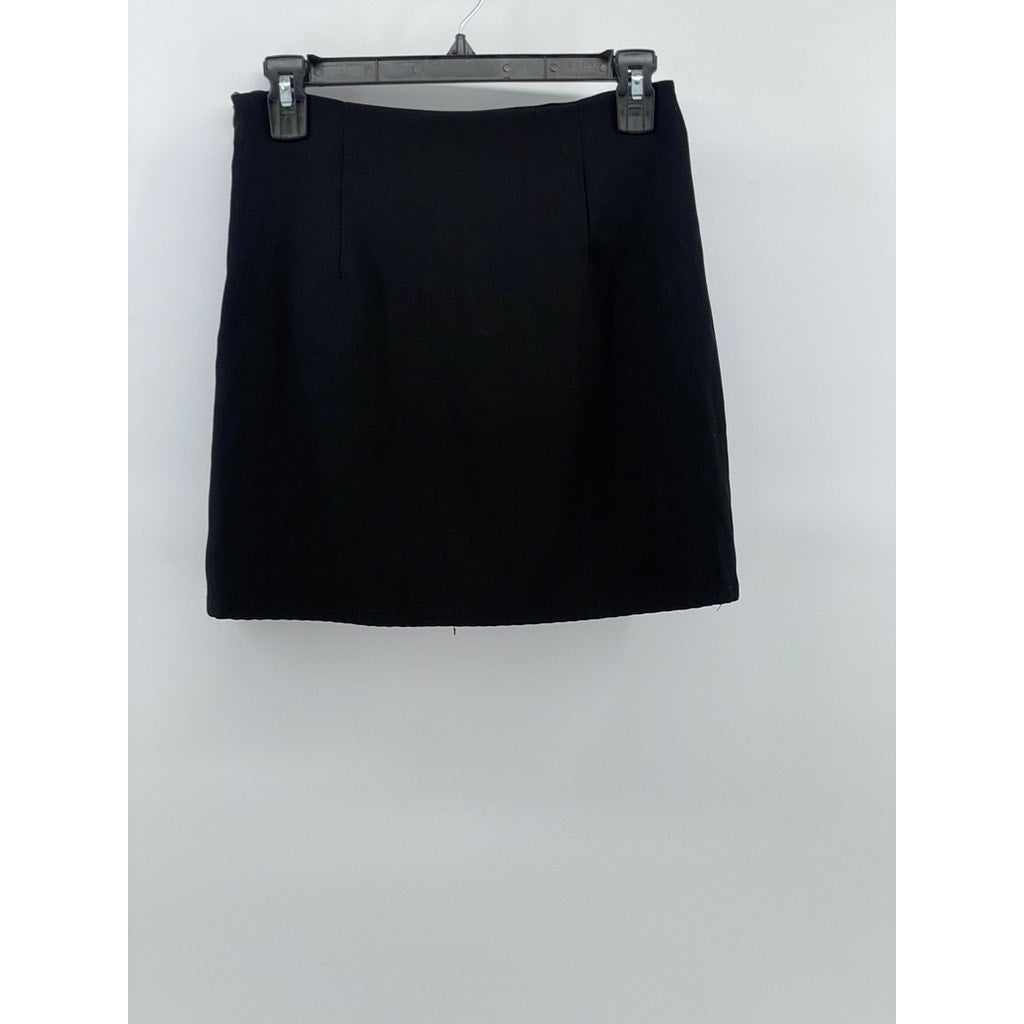 CIDER Women's Black Solid Straight Mini Skirt SZ M