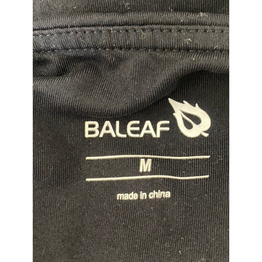 BALEAF Women's Black Scrunched Leg Tummy-Control High-Rise Ankle Leggings SZ M