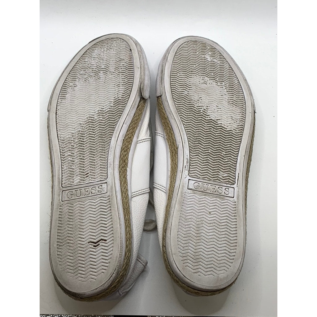 Women's White Logo Espadrille Trim Sneakers SZ 11