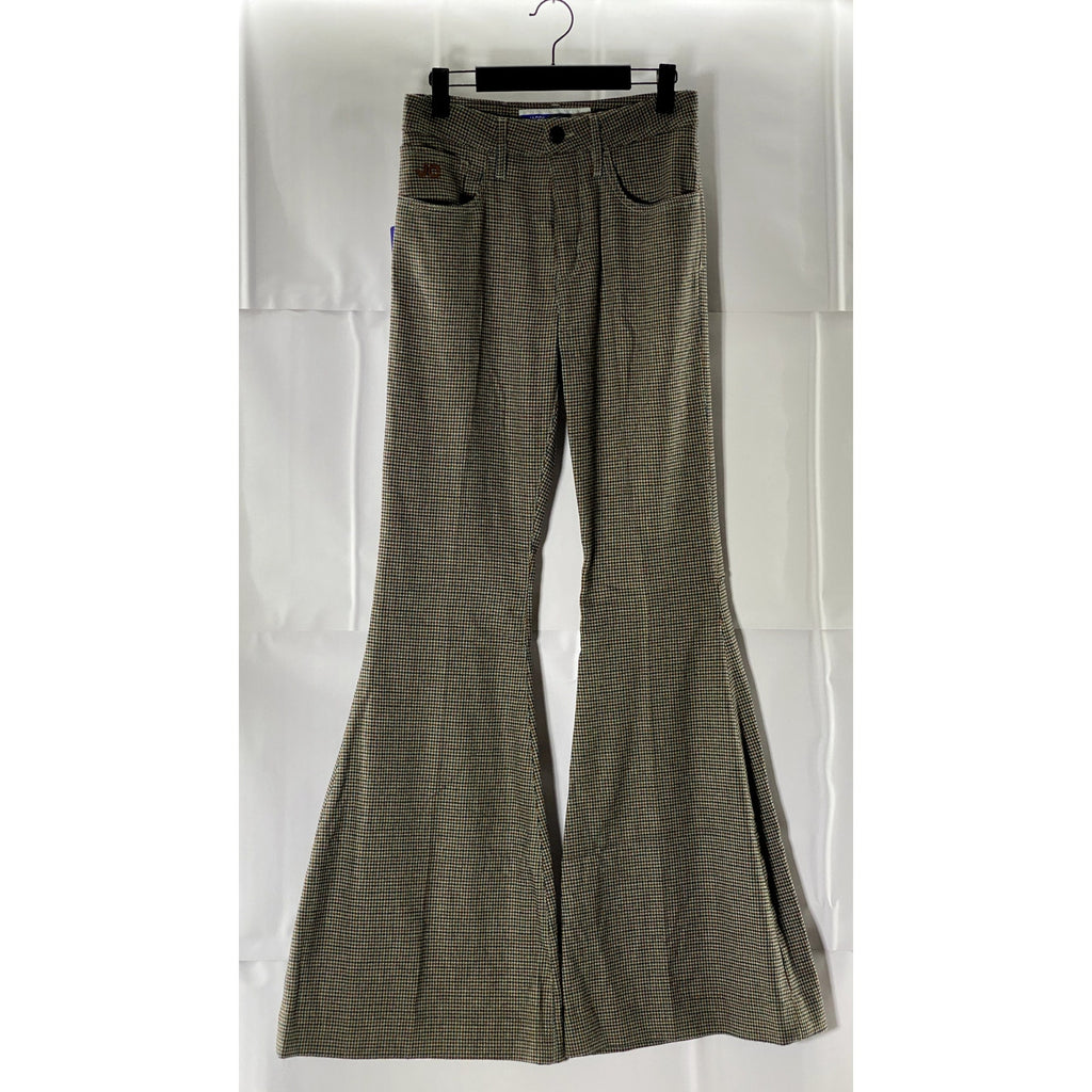 JACOB COHEN Women's Brown Houndstooth Debbie Super Flare Trousers SZ 26