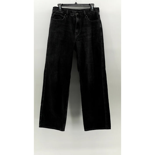 UNIQLO JEANS Women's Black Denim Straight-Leg Baggy Fit Jeans SZ 28X31