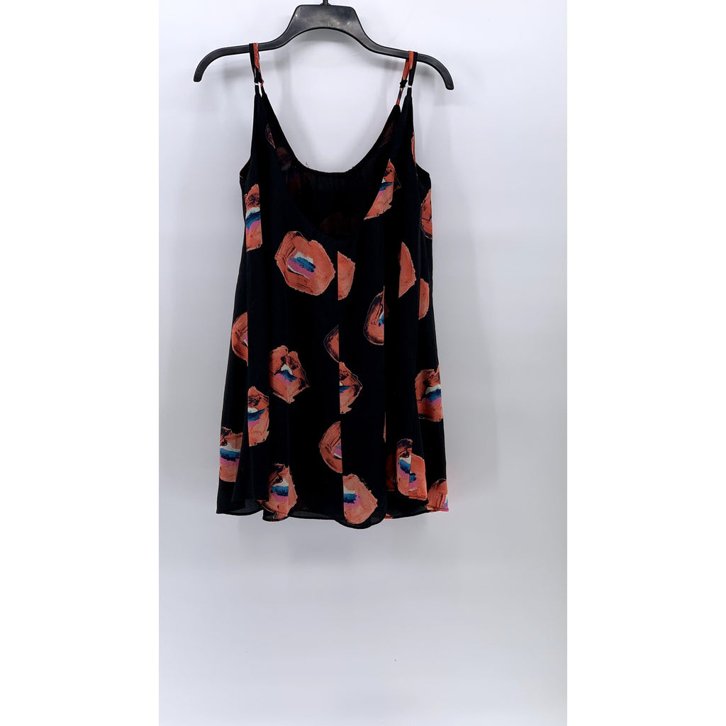 BUDDY LOVE Women's Black-Red Lip Print Melanie Scoop-Neck A-Line Mini Dress SZ S