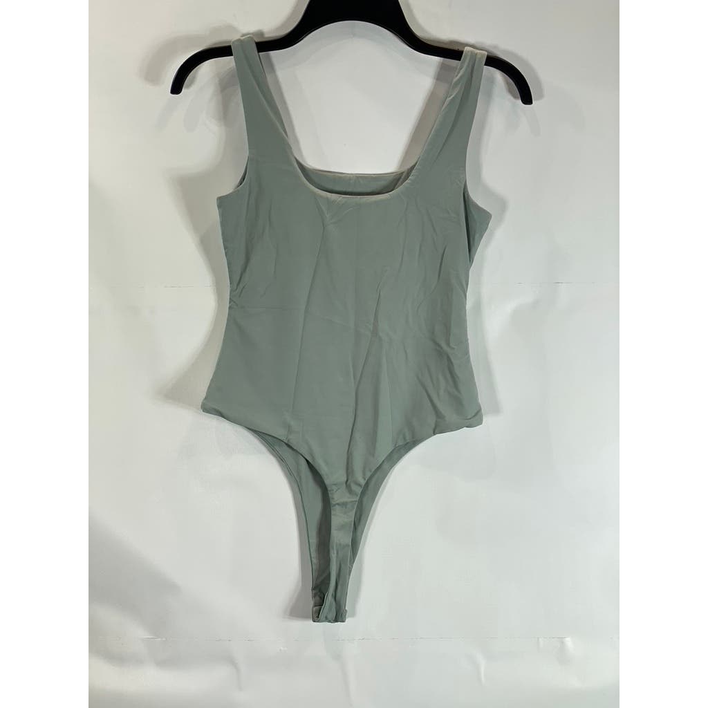 MESHKI Women's Pastel Sage Green Scoop Neck Sleeveless Bodysuit SZ S