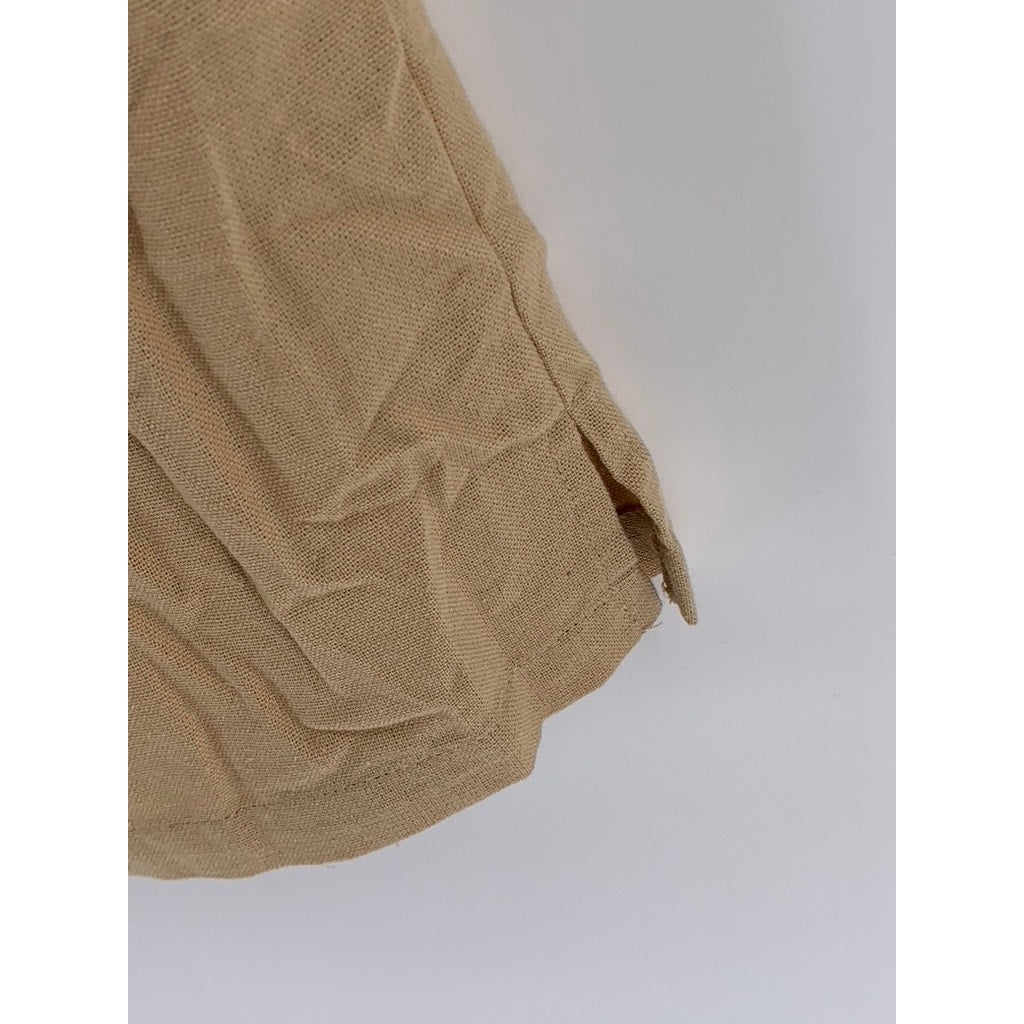 DIVINA Women's Tan Linen-Blend Milan Straight Leg Casual Pants SZ S