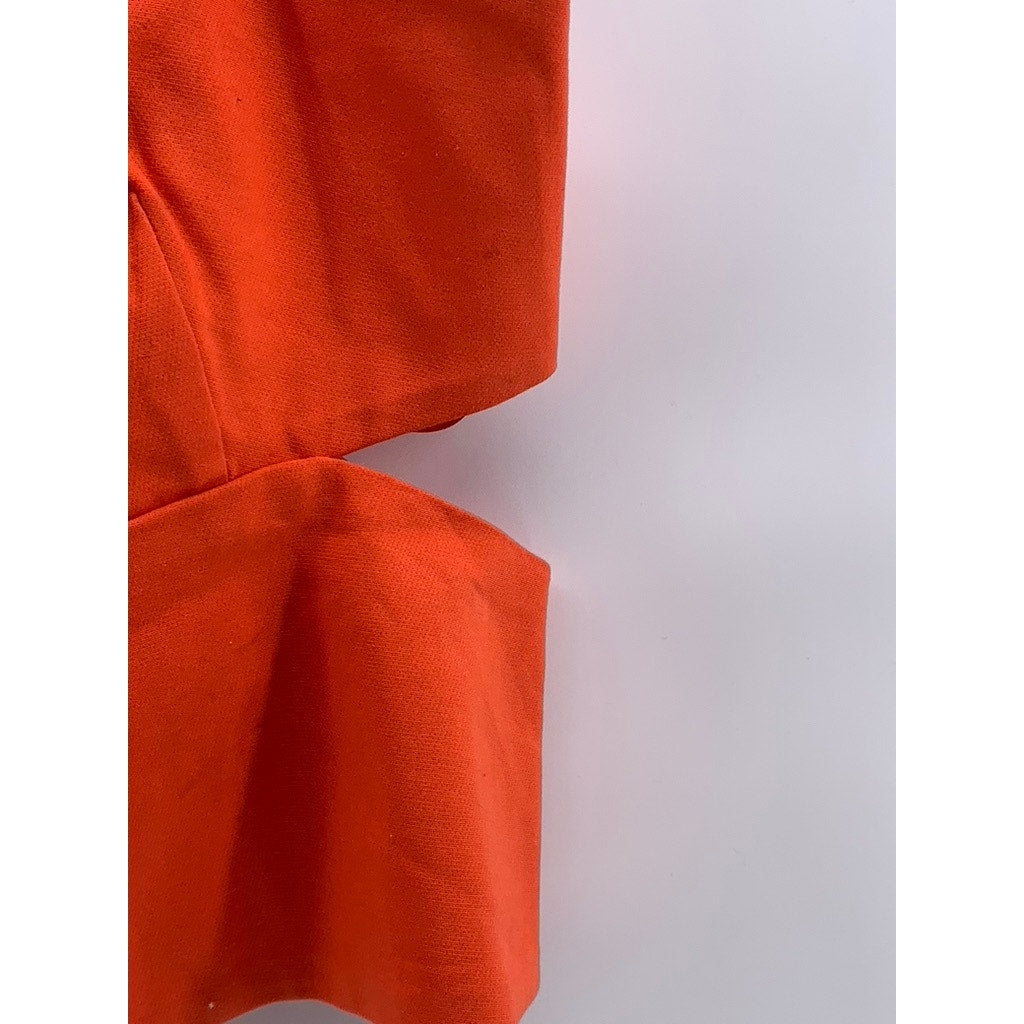 ZARA Women's Orange Cutout Spaghetti Strap Straight-Neck Crop Top SZ L