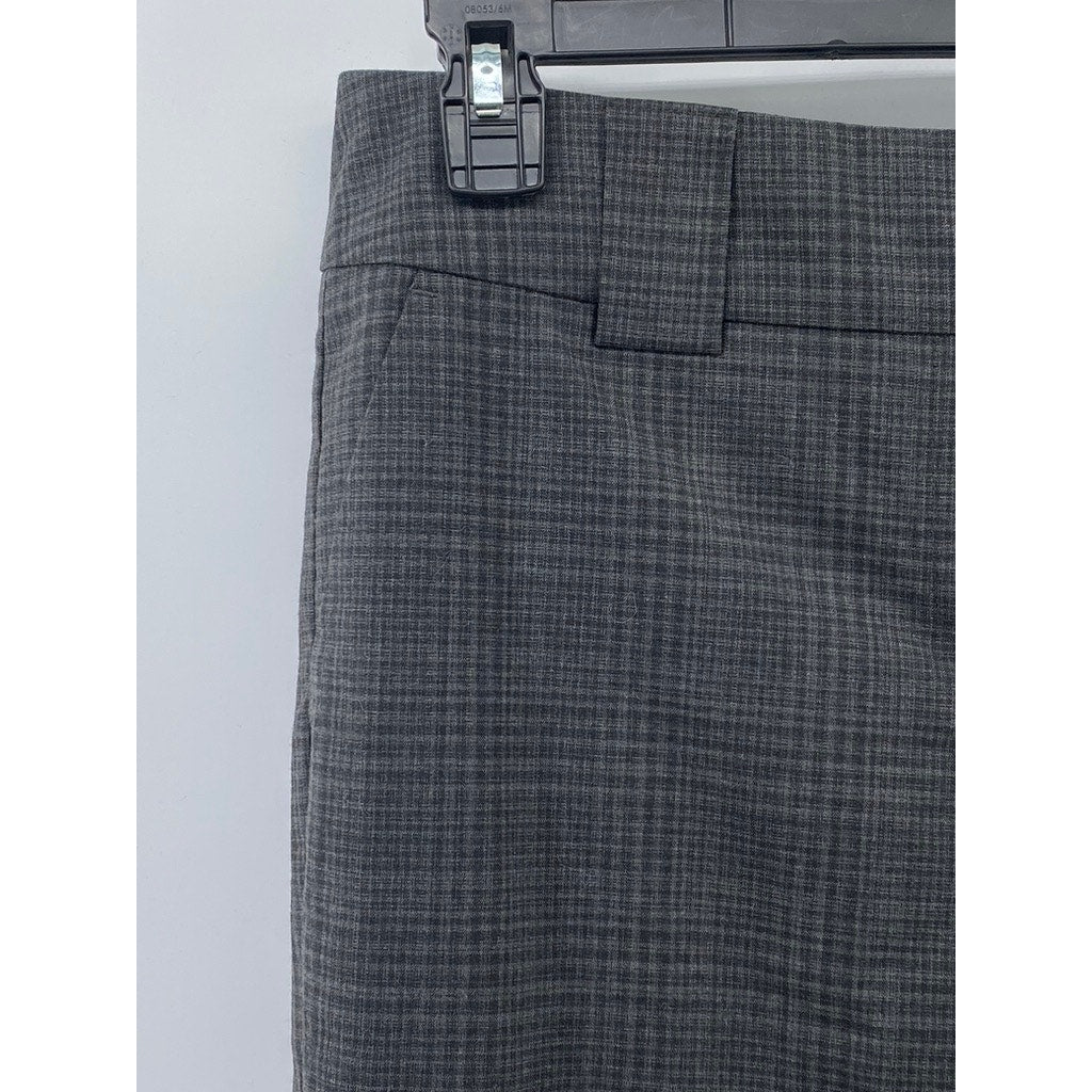 NEW YORK & COMPANY Women's Charcoal Gray Stretch Plaid Flare-Leg Pants SZ 4
