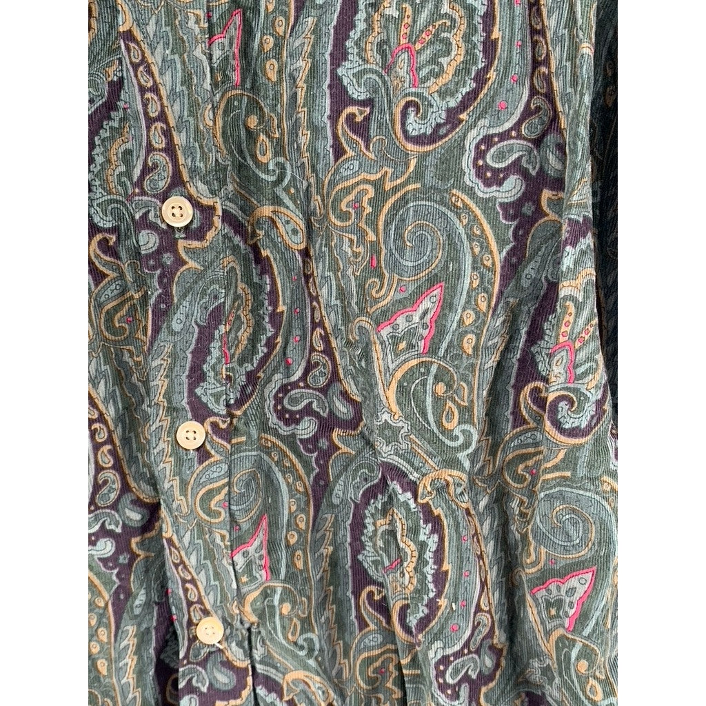AUSTIN REED Vintage Paisley Pattern Bespoke Fit Button-up Shirt SZ M