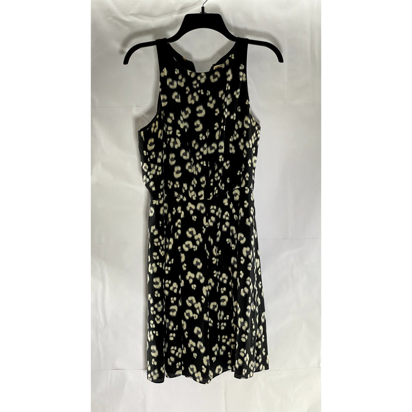 REBECCA TAYLOR Women's Black Animal Cheetah Printed Silk Fit & Flare Dress SZ 6