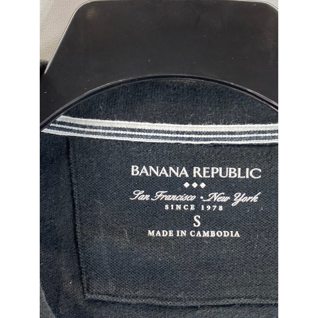 BANANA REPUBLIC Men's Solid Black Cotton Short Sleeve Polo Shirt SZ S