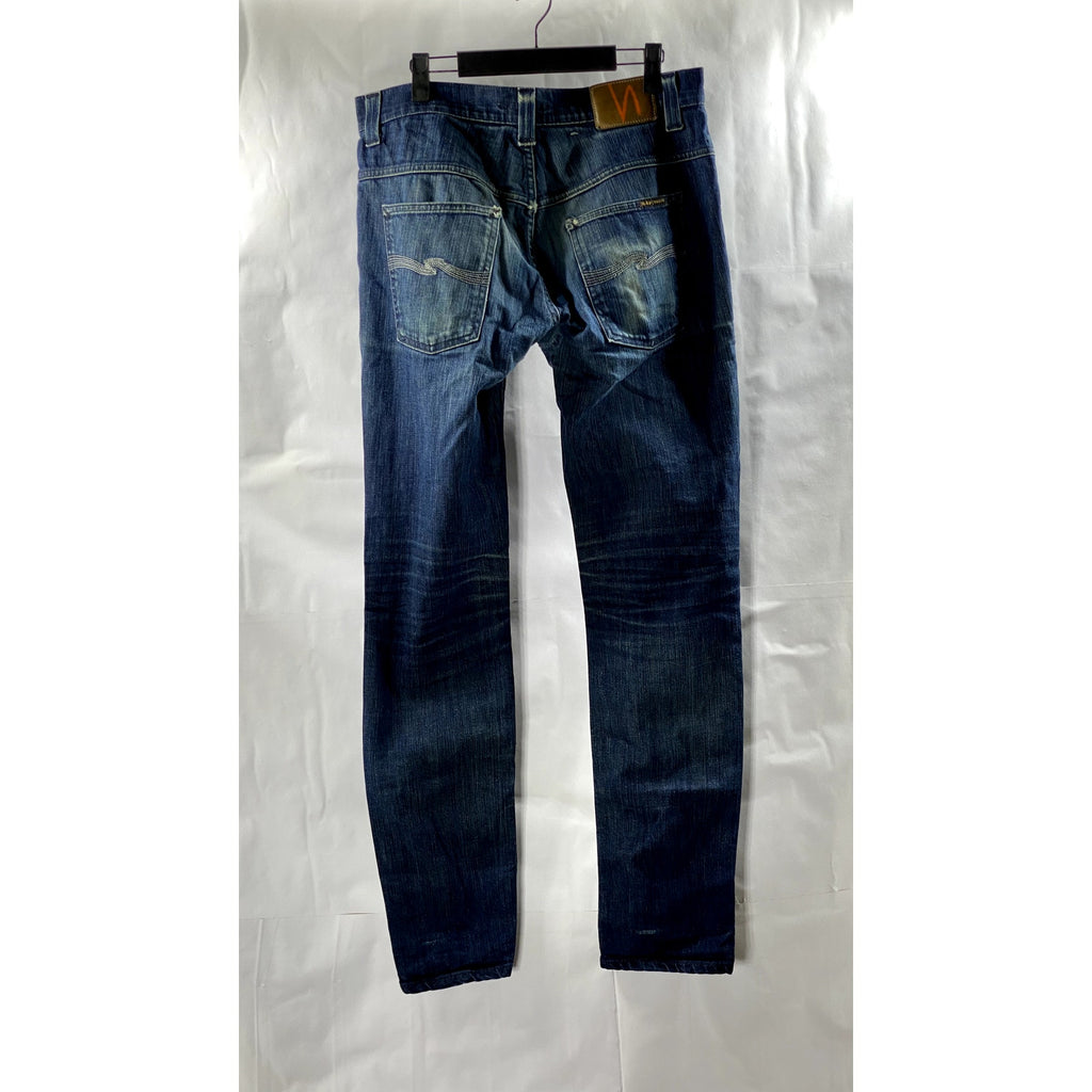 NUDIE JEANS CO Men's Indigo Blue Denim Five-Pocket Slim-Leg Jeans SZ 33X34