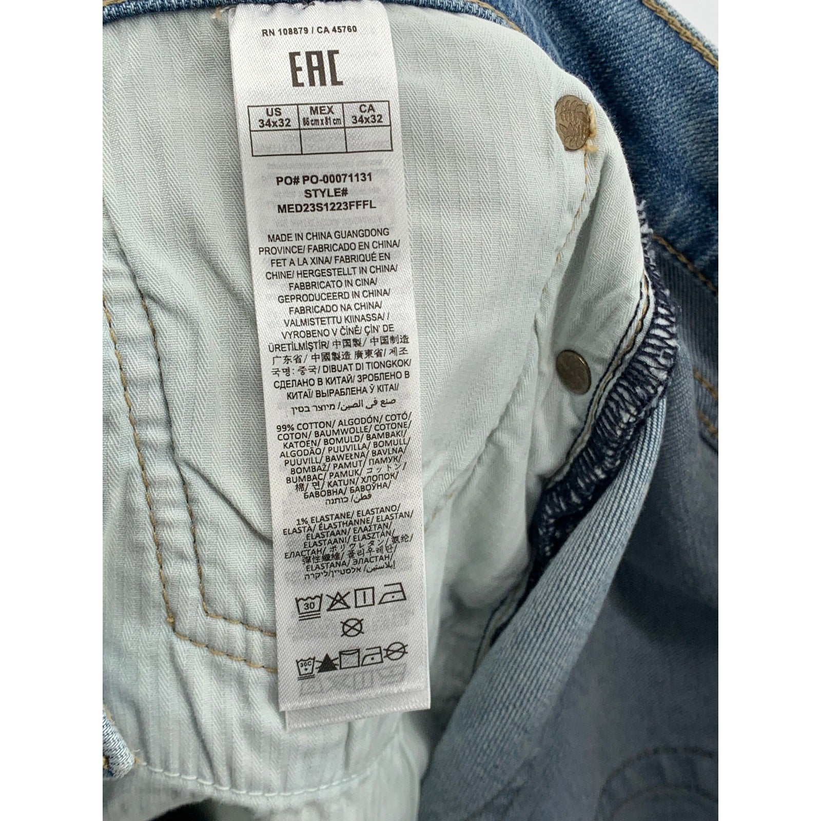 RAG & BONE Men's Flynn Light Blue Fit 2 Slim-Fit Five Pocket Jeans SZ 34X32