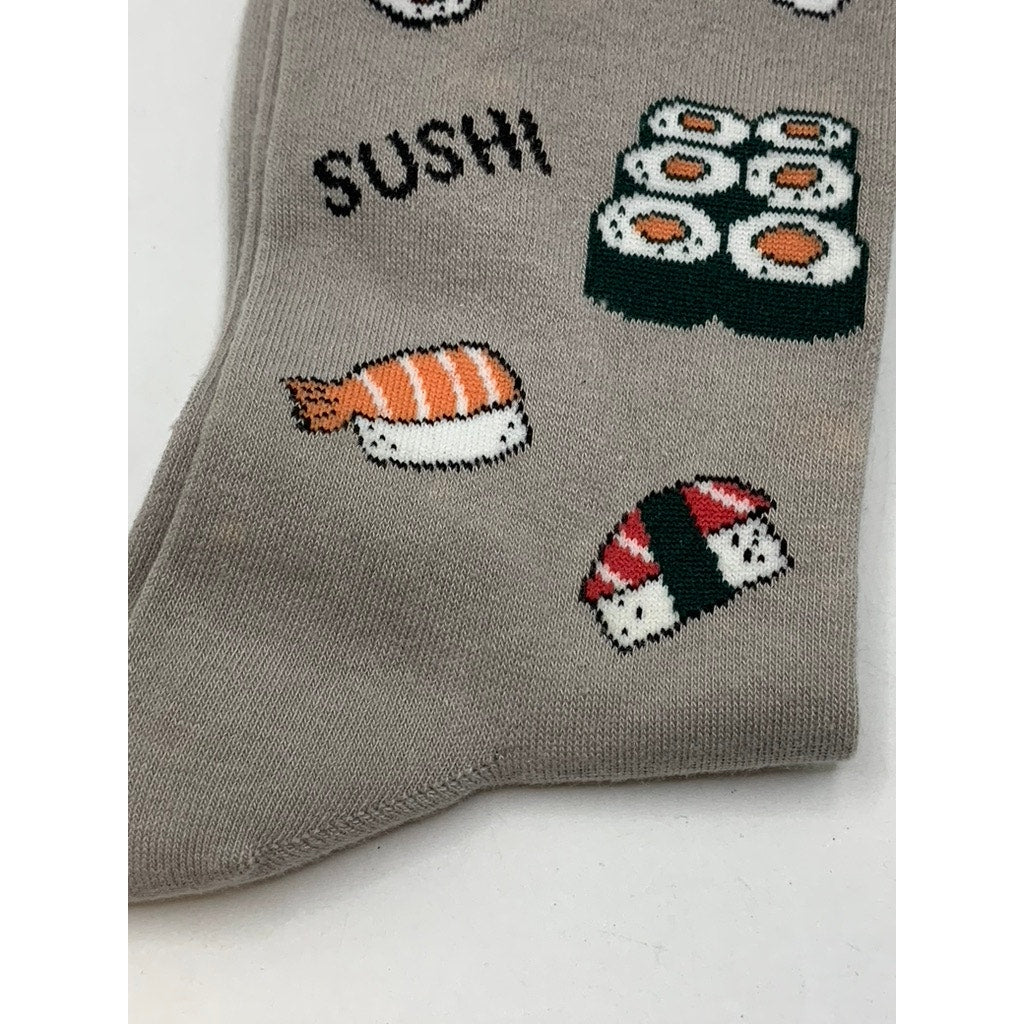 FOOT TRAFFIC Unisex Gray Sushi Crew Socks SZ OS