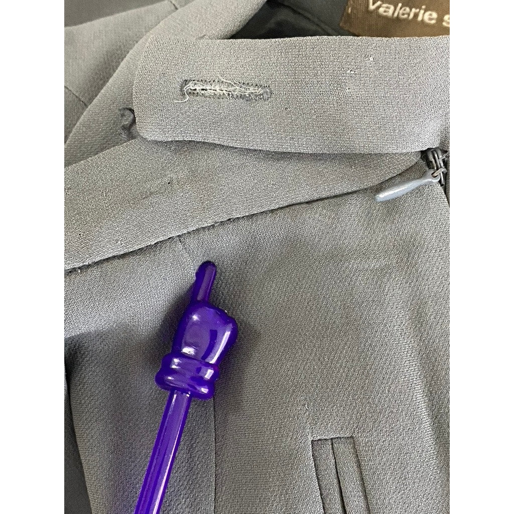 VALERIE STEVENS Women's Vintage Petite Gray Silk Pleated Dress Pant SZ 6P