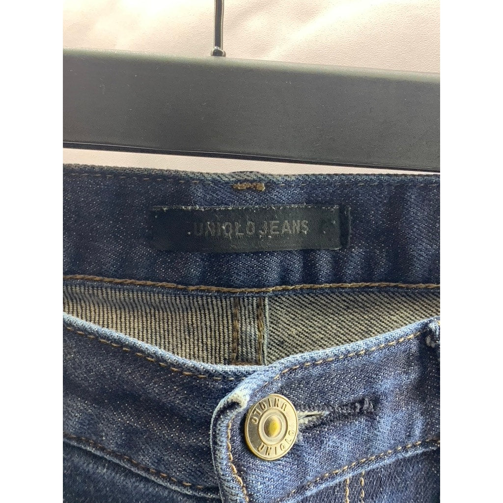 UNIQLO JEANS Men’s Dark Blue Straight-Leg Five-Pocket Denim Jeans SZ 30x34