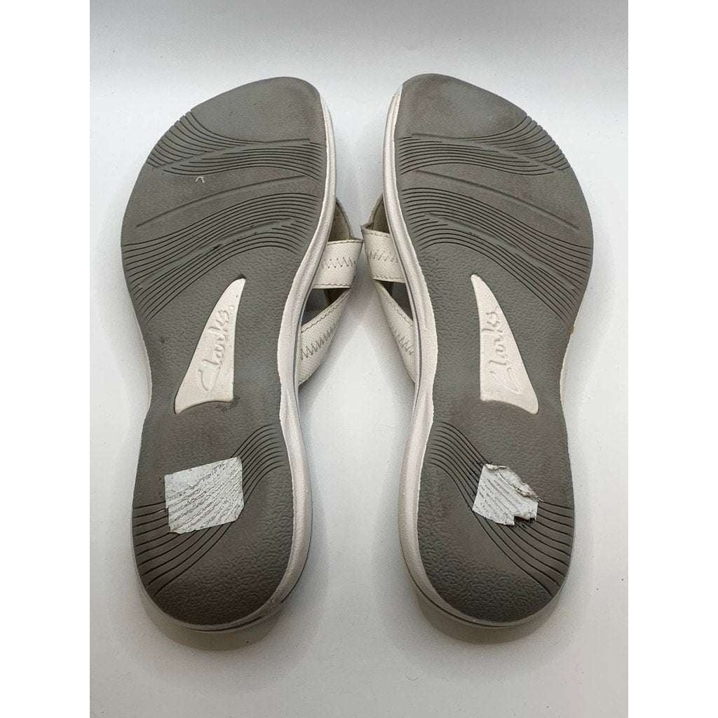 CLARKS Collection Women's White Sea Breeze Thong Sandals SZ 10