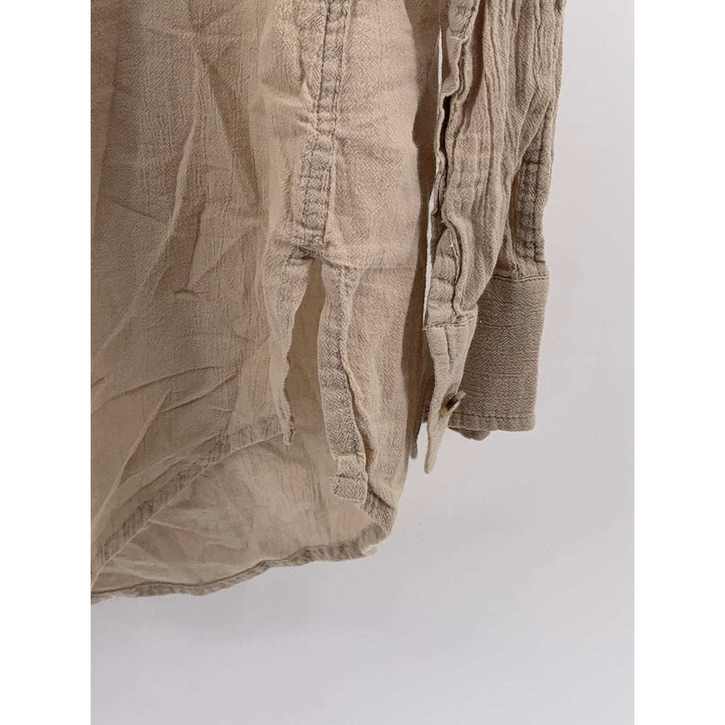 CLUB MONACO Women's Beige Button-Up Long Sleeve Regular-Fit Shirt SZ XS