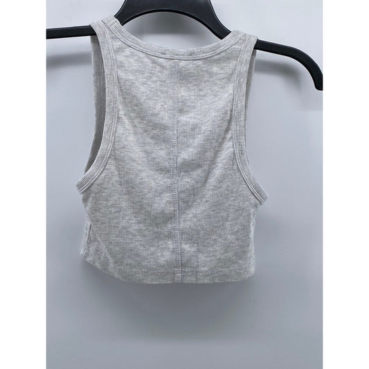 ZARA Women's Light Gray Ribbed Scoop-Neck Cropped Tank Top SZ M