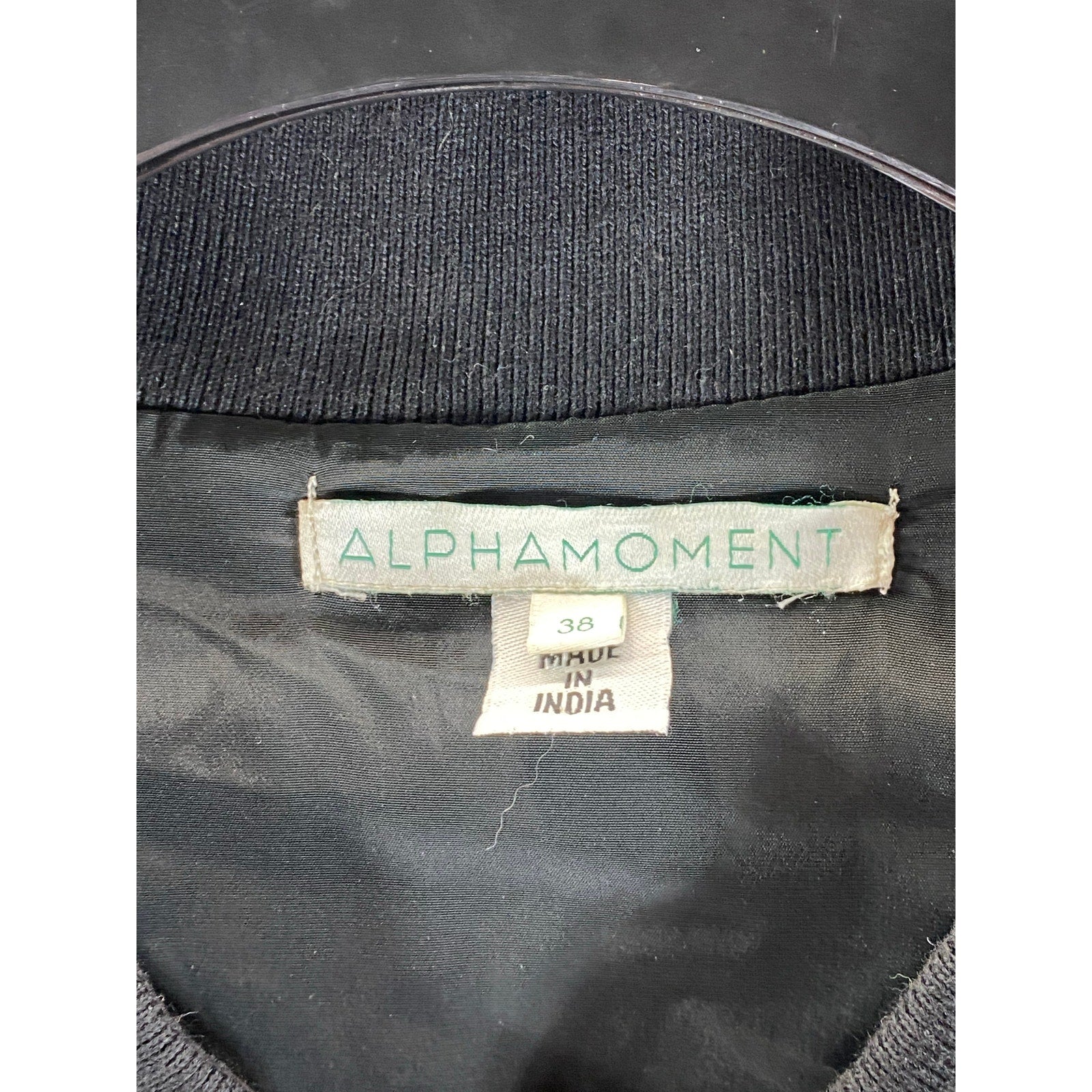 ALPHAMOMENT Women's Black/Beige Embroidered Printed Zip-Up Jacket SZ 38(S)