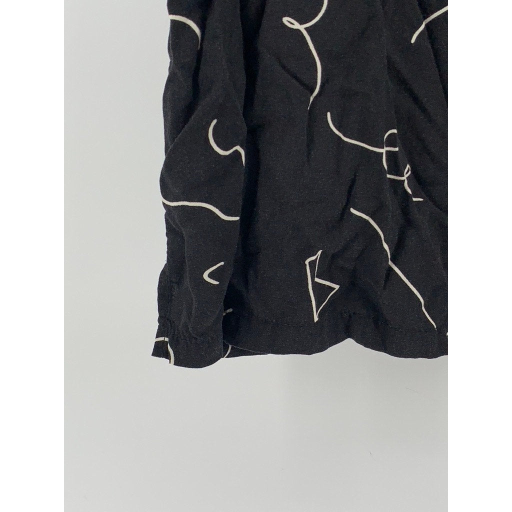 NIKO AND ... Men's Black Scribble Button-Up Short Sleeve Regular-Fit SZ 3(USM)