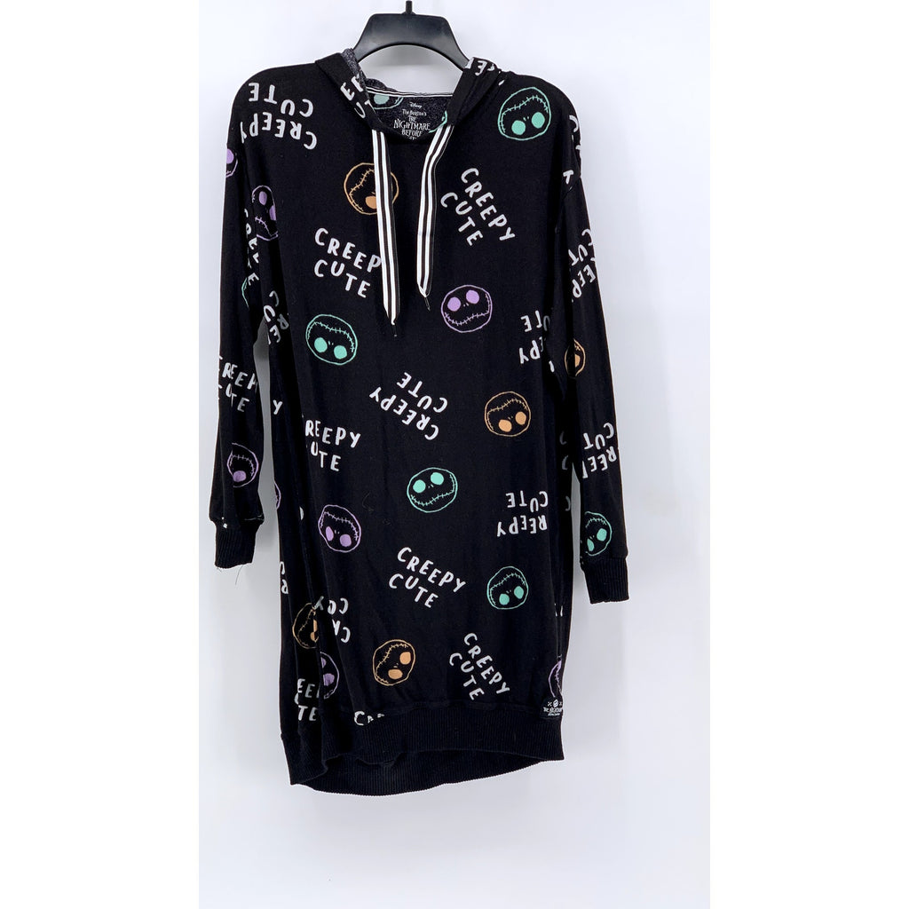 DISNEY Women's Black The Nightmare Before Christmas Print Hooded Sleep Gown SZ S