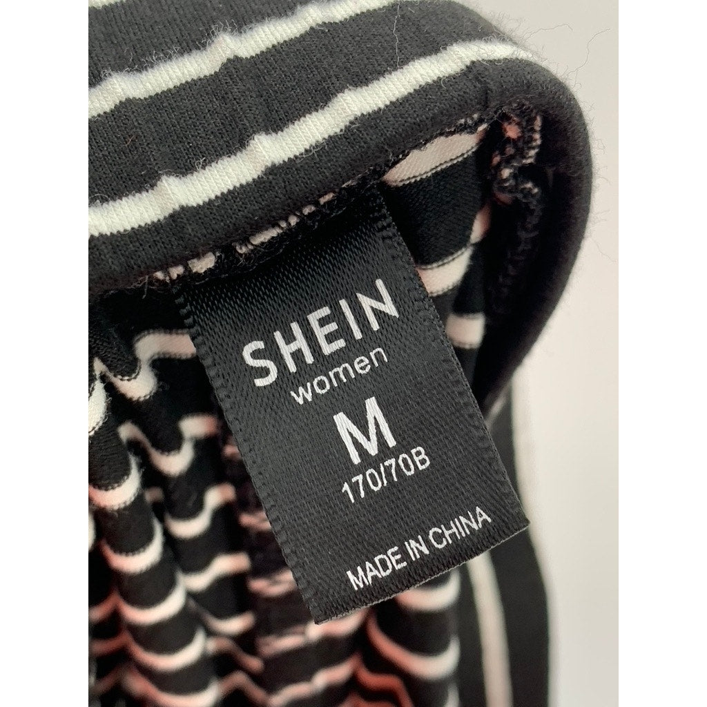 SHEIN Women's Black-White Striped Sleep Shorts SZ M