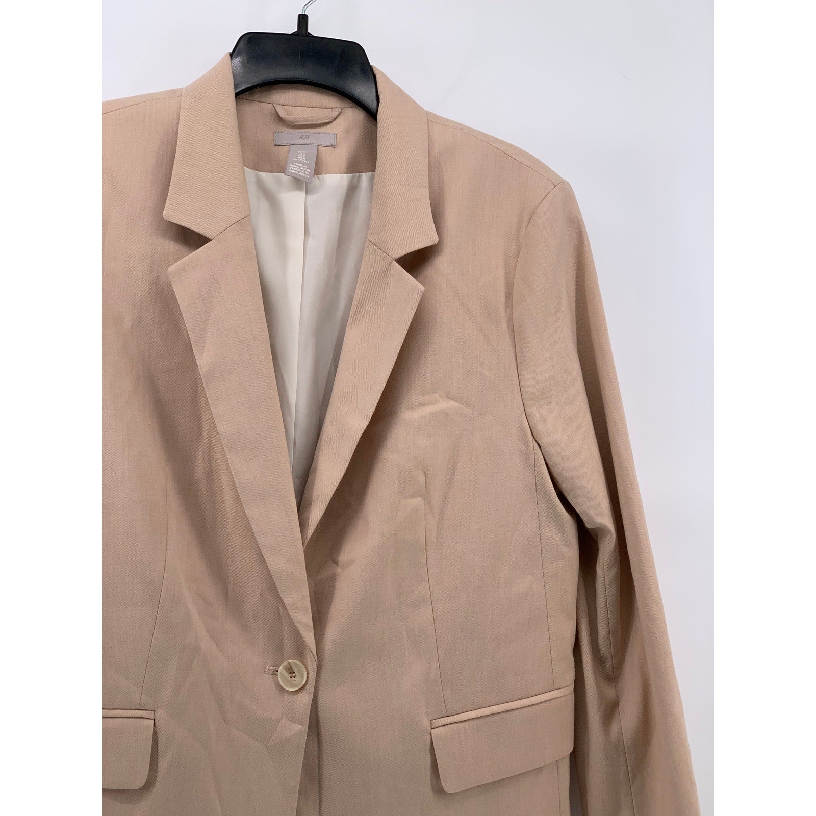 H&M Women's Light Pink One-Button Long Sleeve Notch Collar Blazer SZ M