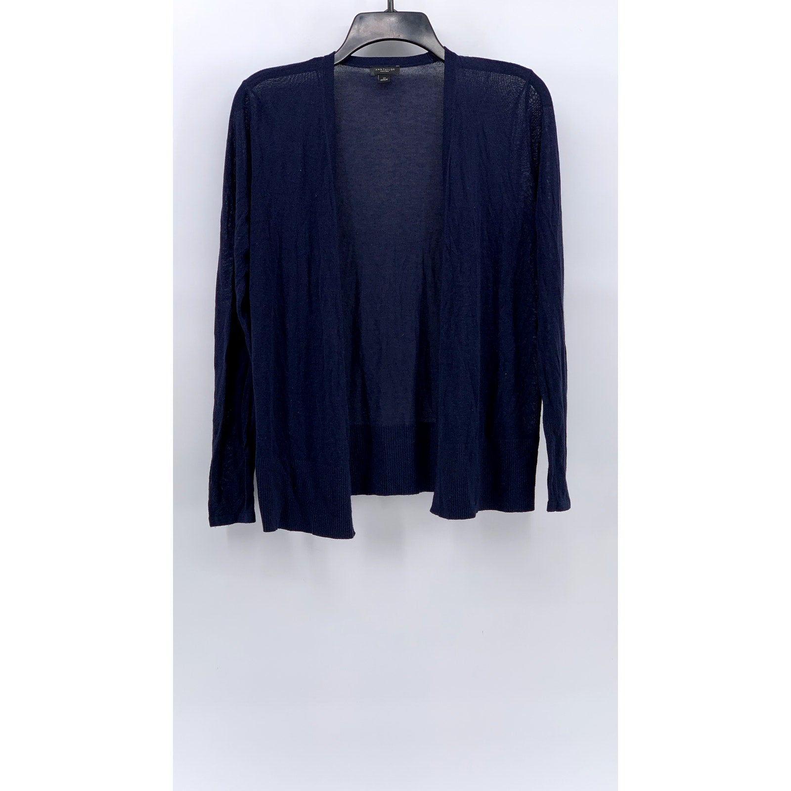 ANN TAYLOR FACTORY Women's Navy Open Front Knit Cardigan SZ XS