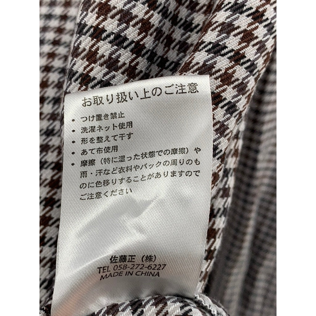 NYLAUS Men's Brown-Black Houndstooth Print Button-Up Rare Vintage Shirt SZ L