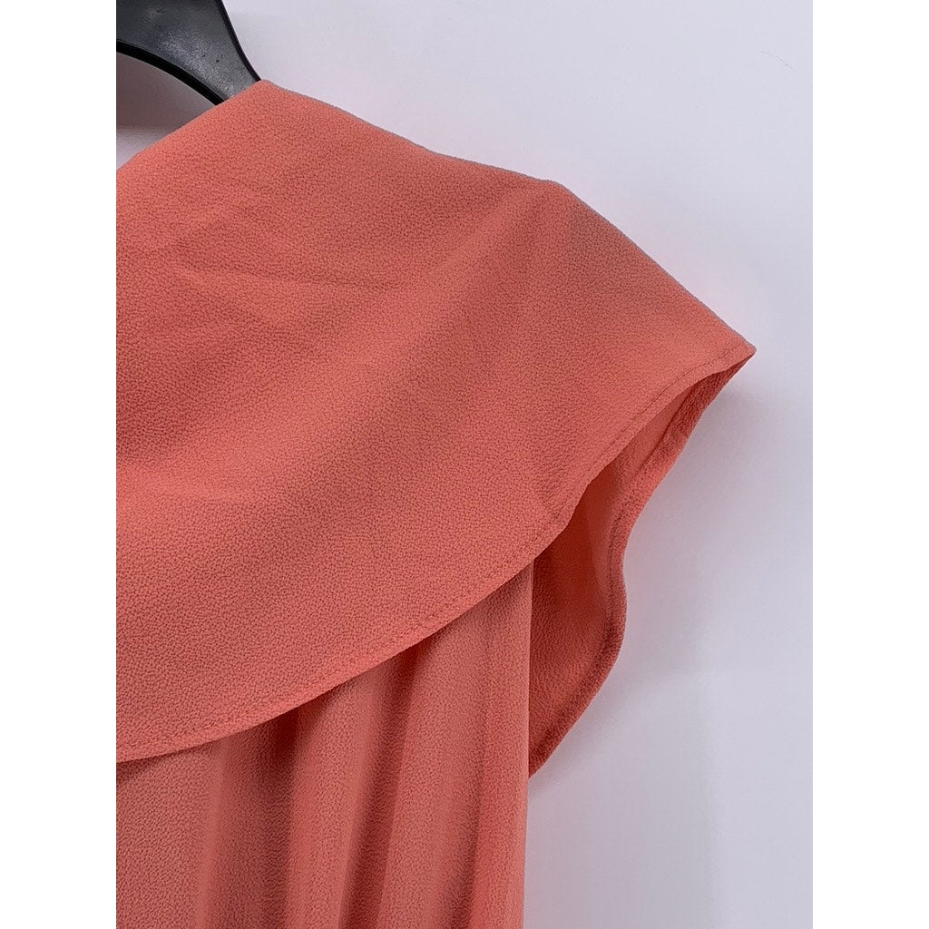 VICI Women's Peach Ruffle Belted Maxi Dress SZ M