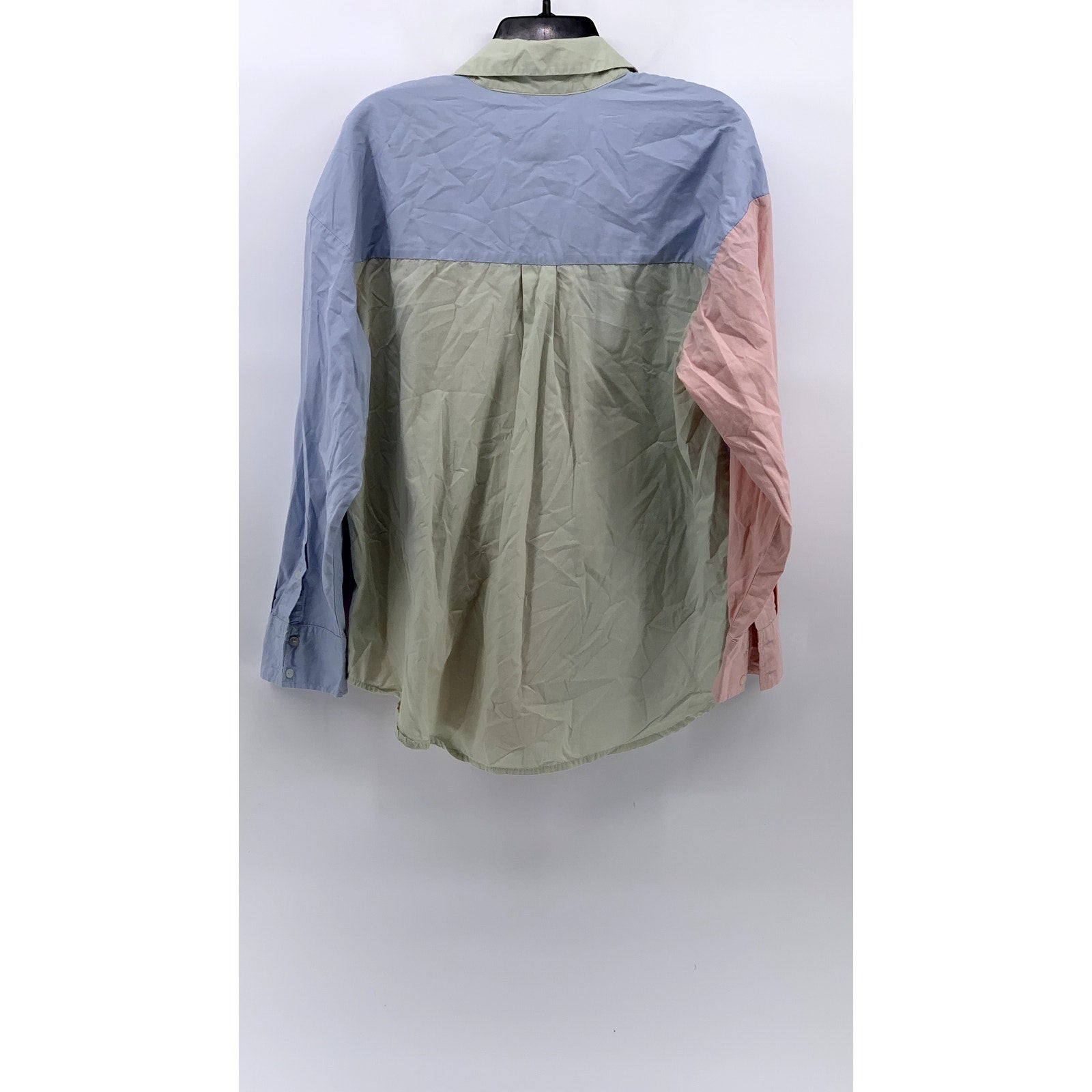 ABERCROMBIE & FITCH Women's Pastel Colorblock Oversized Button-Up Poplin Top SZM