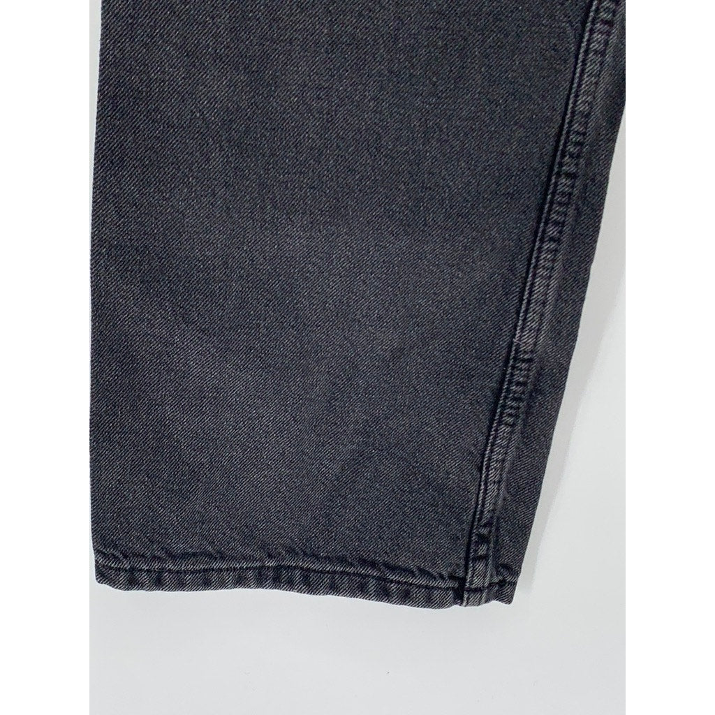 MNG Women's Washed Black Denim Straight-Leg Mid-Rise Matilda Jeans SZ 6