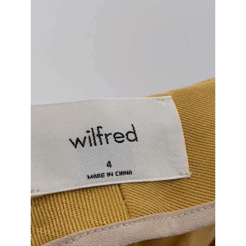 WILFRED FREE Women's Tan Solid Wide-Leg High-Rise Pants SZ 4