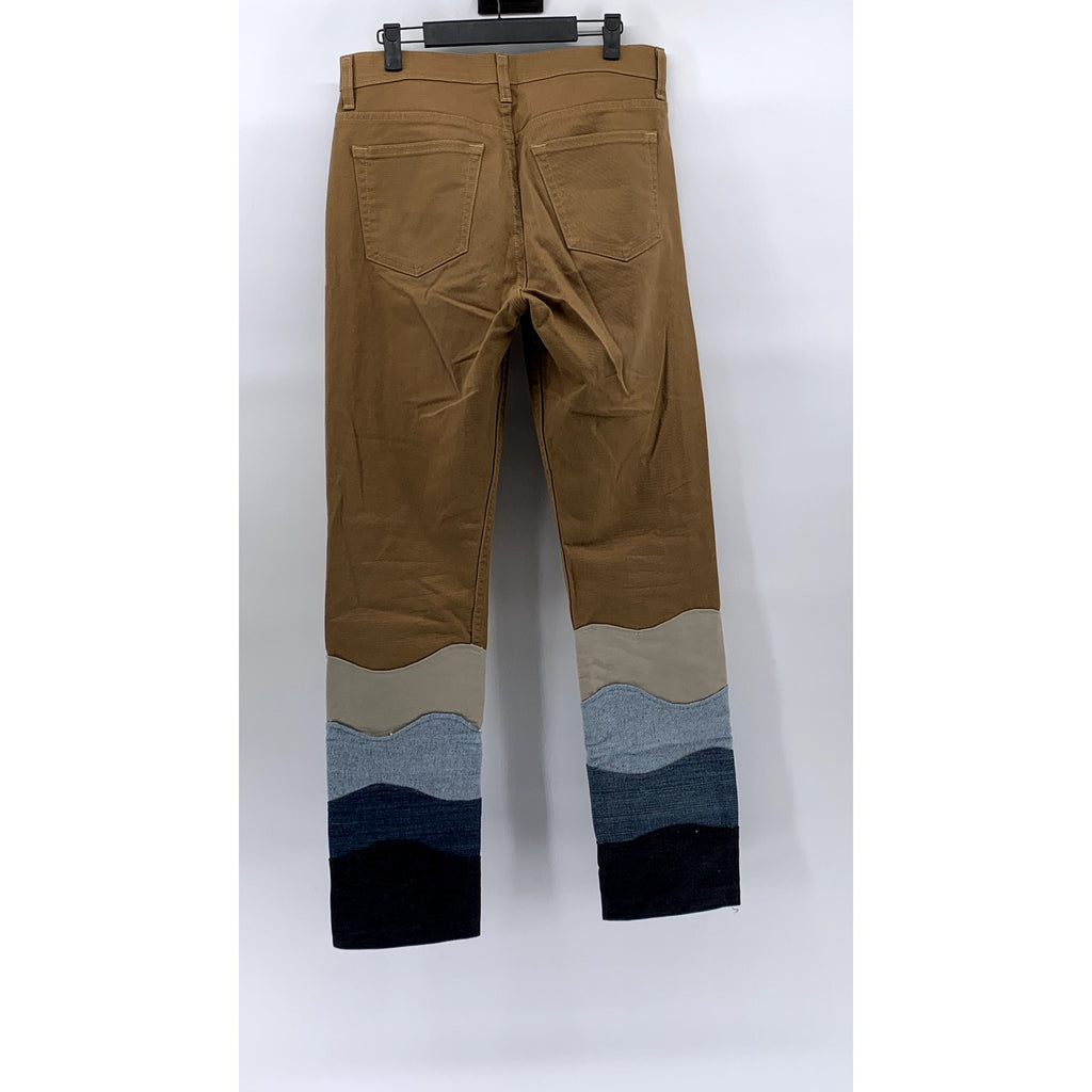 GEORGE Men's Tan-Multi Patchwork Hem Straight-Leg Athletic-Fit Pants SZ 30X32