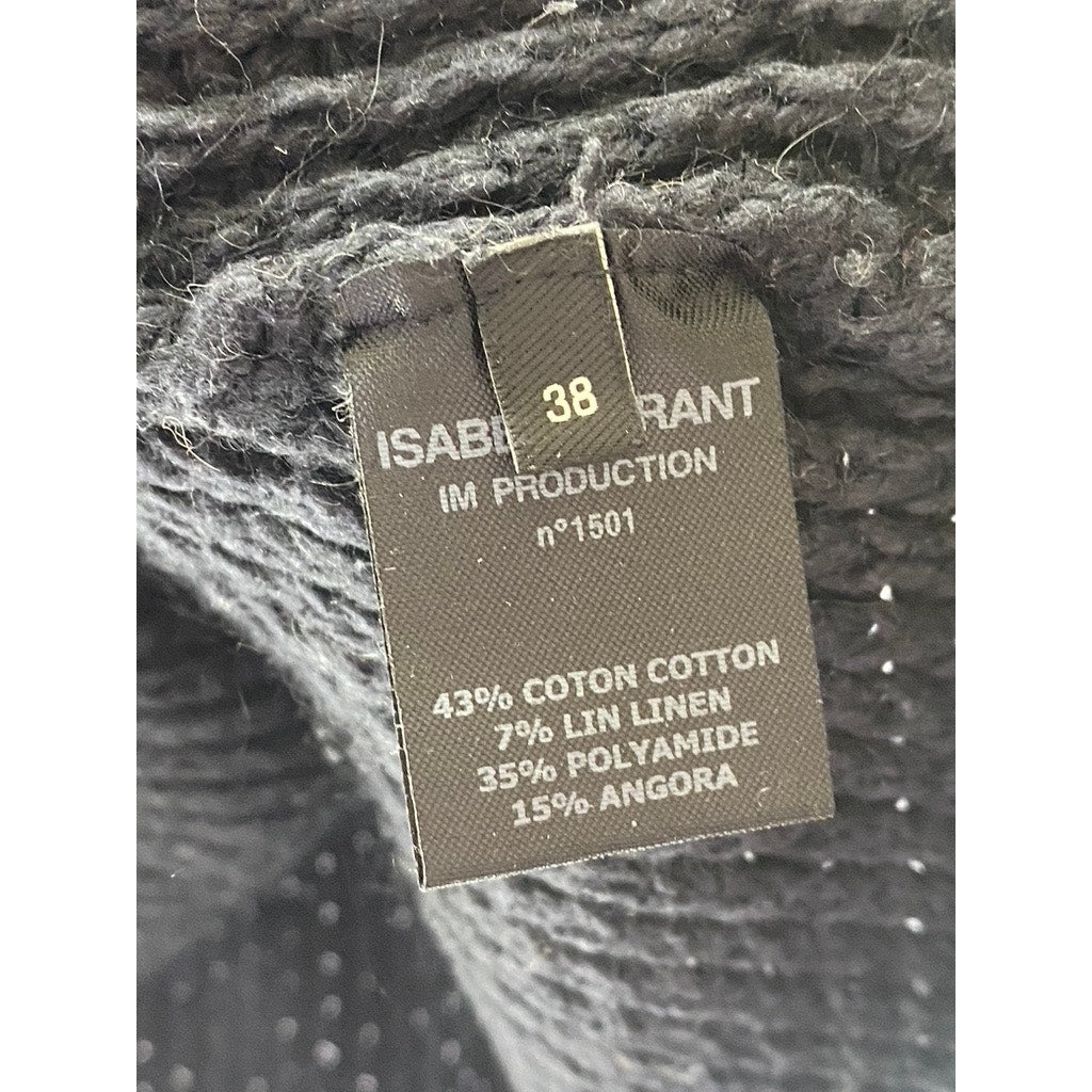 ISABEL MARANT Women's Black Crewneck Open Knit Sweater SZ 38 (US-M)