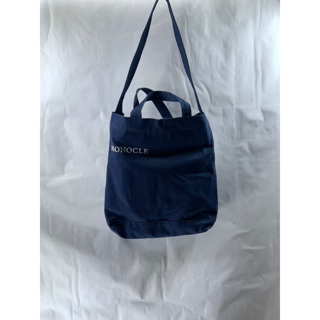 MONACLE Unisex Navy Blue Logo Snap-Button Canvas Shoulder/Handbag