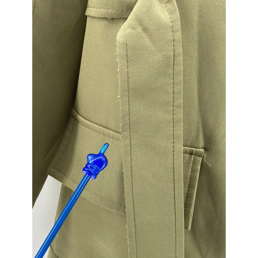 LIONESS Women's Olive Green Button-Up Notch Collar Belted Mini Blazer SZ XS
