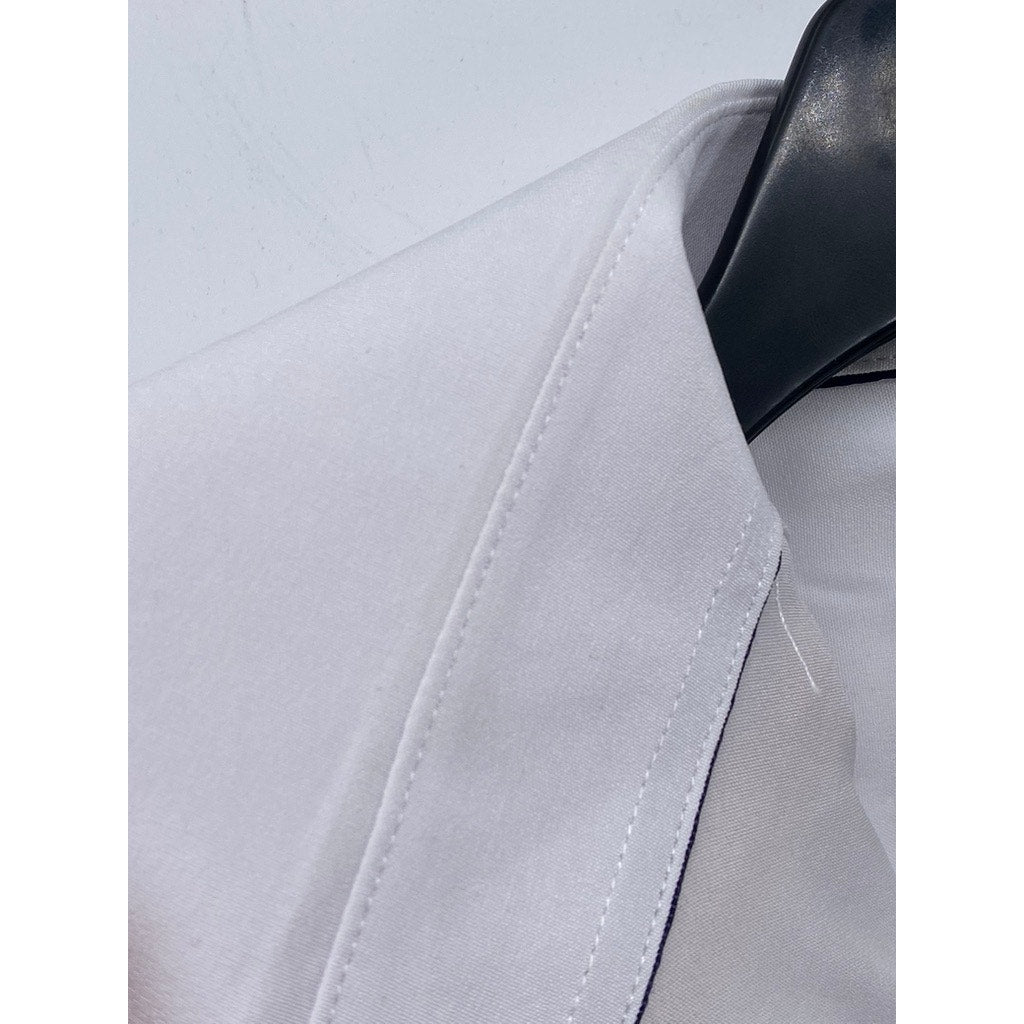 TOM BAINE Men’s Bright a white Slim-Fit Button-Up Short Sleeve Shirt SZ M