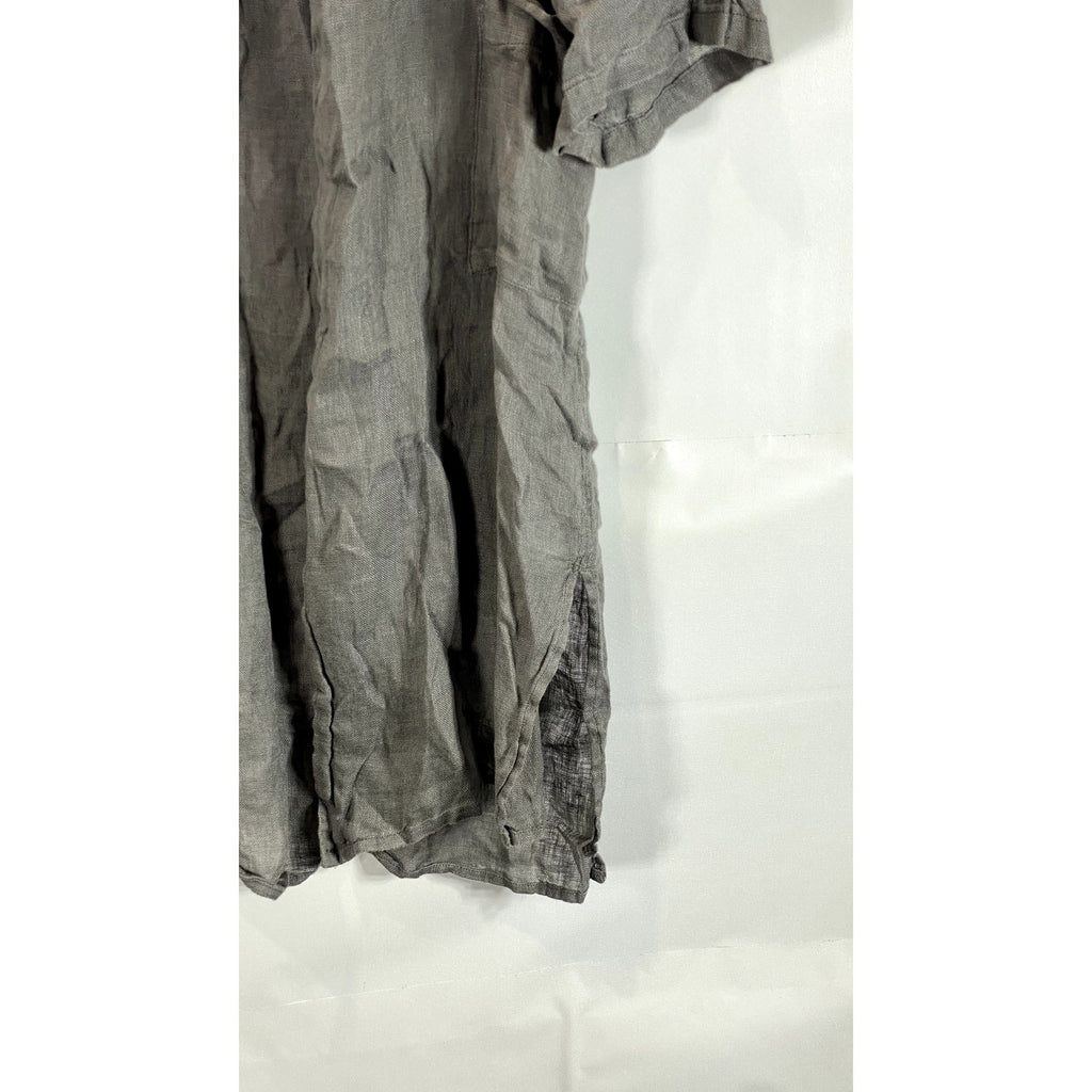 MEGASCHONI Women's Gray Linen Open-Front Lightweight Cardigan SZ S