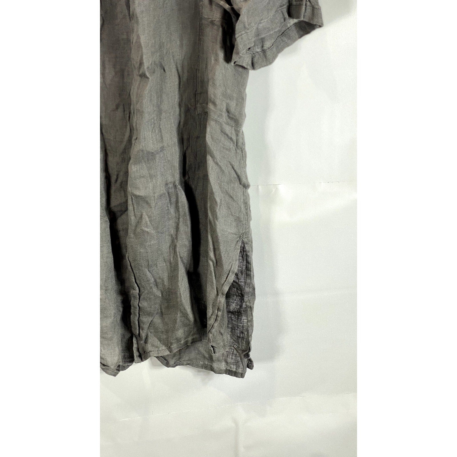 MEGASCHONI Women's Gray Linen Open-Front Lightweight Cardigan SZ S