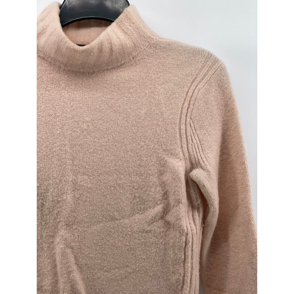 J.CREW POINT SUR Women's Light Pink Knit Mock-Neck Long Sleeve Sweater SZ XXS