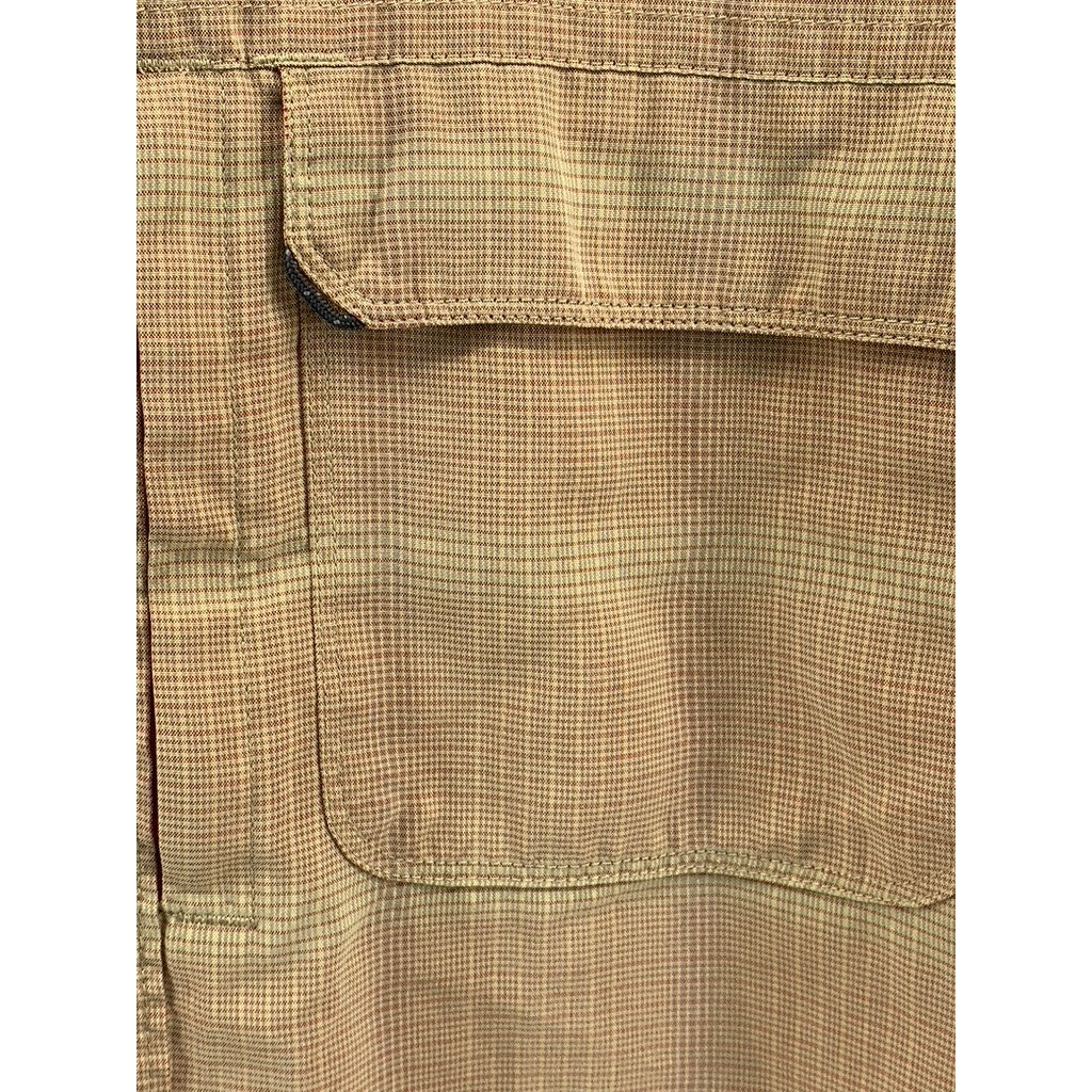 THE NORTH FACE Men's Tan Plaid Button-Up Short Sleeve Regular-Fit Shirt SZ XL